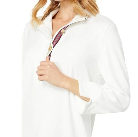 Southern Tide Star White Ashlynn Button 3/4 Sleeve Brushed Fabric Dress Size Med - Picture 15 of 16